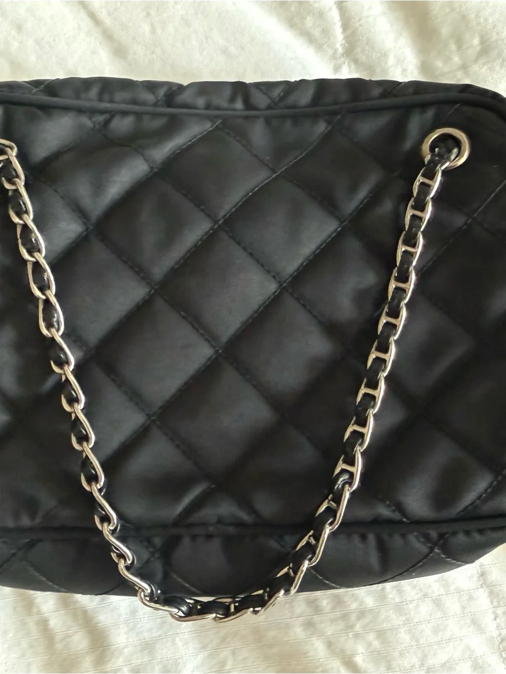 Prada Camera Bag Quilted Tessuto Small chain strap detail
